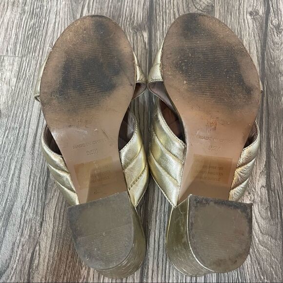 STEVEN by Steve Madden Leather Zada Gold CrissCross Front Mule - Picture 10 of 10